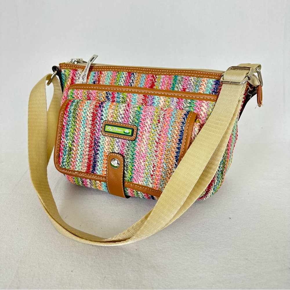 LILY BLOOM Party Favor Fun Colorful Straw Purse Shoulder Crossbody Handbag - Picture 3 of 16